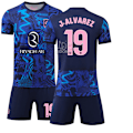 Pikkukuva 7 / 7: Atletico Madridin 2. vieraspelipaita nro 19 Alvarez 7 Griezmann jalkapallopuku uusi sininen urheilupaita nro 19 sukat + suojavarusteet #XL No. 19 with socks + protective gear