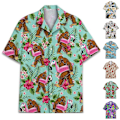 Miniatyrbild 3 av 5: Herr Hawaiian Button Up Casual Skjorta Rolig Nyhet Kortärmad Semester Strand Toppar C C 3XL