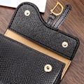Miniatyrbillede 4 af 7: Dame luksus kortpung Kort tegnebog Mini PU Bogstav tegnebog Multi Lille multi clutch taske Black2