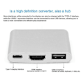 Pikkukuva 2 / 5: Type-C - USB-C 4K HDMI USB 3.0 3-in-1 Hub-sovitin kaapeli Apple Macille