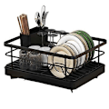 Miniatyrbild 1 av 5: Diskställ Stor Kapacitet Halkfri Design Stabil Automatisk Dränering Lätt att Installera Utrymmesbesparande Diskställ för Köksbänk black