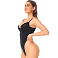 Miniatyrbilde 1 av 5: Body Shapewear Lace Push-Up Gjennomsiktig Tummy Dye Hip String Tight Jumpsuit Dyp V Ryggløs Kveldskjole Shaper Svart Black M