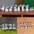 Miniatyrbillede 4 af 5: 8 stk. Ostekatte Kitty Statue Miniaturer Resin Figurer Have Grøn