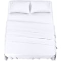 Miniatyrbilde 1 av 5: Sengesett 4 deler 150x200 - Børstet mikrofiberpolyester - Tilpasset laken, flatt laken og 2 putevar White