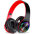 Pikkukuva 1 / 6: Langattomat Bluetooth-kuulokkeet - Värikkäät valot / Kokoontaitettavat / Suuri akkukapasiteetti / Sisäänrakennettu mikrofoni - Bluetooth 5.0 / 13 m kantama / (musta-punainen1) Black