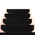Miniatyrbillede 5 af 5: 3 stk. / 5 stk. Trappemåtte Anti-støv Skridsikker Flannel Indendørs Familie Bullnose Tæppe til Hjemmet Black 5pcs