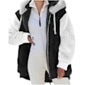 Miniatyrbillede 2 af 7: Hættejakke til kvinder, Teddy Fleece-frakke, Overgangsjakke med hætte og lommer, lynlås, efterår, vinter, plysjakke, fleecejakke, vinter 4XL E Black