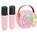 Pikkukuva 1 / 7: Karaoke-kone lapsille, jossa 2 langatonta mikrofonia, kannettava Bluetooth-kaiutin, lahjalelut tytöille ja pojille syntymäpäivänä Pink 2 Mic K15