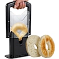 Miniatyrbillede 1 af 7: Bagelskærer, rustfrit stål bagelskærer non-stick klinge brød toastskærer multifunktionel heavy-duty muffinskærer til bagel toast muffin(sort)