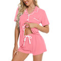 Pikkukuva 1 / 6: Naisten pyjamasetti, lyhythihainen yöasu, naisten napitettava yöasu, pyjamasetti taskuilla XL Peach Pink