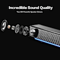 Miniatyrbillede 5 af 5: USB-drevne soundbar-højttalere til computer, stationær og bærbare computere, sort (USB)