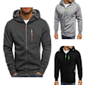 Miniatyrbillede 4 af 5: Herre Hoodies Sweatshirt Zip Up Letvægtsjakker 2 Grey XL