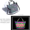 Miniatyrbild 2 av 9: Kvinnor Geometrisk Självlysande Läder Handväskor Dam Axelväska Holografisk Regnbåge Crossbody Väska Elegant Tote För Kvinnor Dam