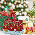 Miniatyrbilde 4 av 7: 12-pakke gjenbrukbare julegaveposer, totebag med håndtak, gavepose, handlepose for juleferiefest