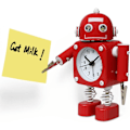 Miniatyrbild 4 av 7: Rostfritt metall icke-tickande robotlarmklocka - Larmklocka med blinkande lampor och handklämma Ruby Red