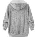 Miniatyrbilde 6 av 7: Hettejakke Dame Teddy Fleece Frakk Overgangsjakke med Hette med Lommer Glidelås Høst Vinter Plysj Jakke Fleece Jakke Vinter XL D Grey