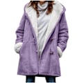 Miniatyrbillede 1 af 6: Damer Vinterjakker Udsalg Plus Størrelse Dame Fleeceforet Jakke Hoodies Lomme Uld Casual Hættetrøjer Horn Knapper Casual Varmt Jakke Trench 5XL 01 Purple