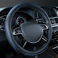 Miniatyrbild 1 av 6: Färg Piping Läder Universal Rattmuff, Passar 14,5-15 Tum Olika Fordon SUV, Bilar (Svart blå) Black blue