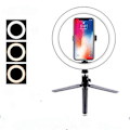 Pikkukuva 1 / 3: 26 cm LED-rengasvalo meikkiin, rengasvalo videoille, studioon, meikkiin, himmennettävä, 3 valotilaa, helppo kuljettaa ja asentaa