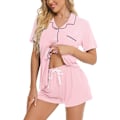 Miniatyrbild 1 av 6: Kvinnors Pyjamas Set Kortärmad Nattkläder Dam Button Down Nattkläder PJ Set med Ficka L Pink