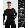 Miniatyrbillede 5 af 7: Pakke af Langærmede Løbetoppe til Mænd, Base Layer Kompressions Top T-Shirts, Hurtigtørrende Fugttransporterende Gym Atletisk Træning Workout Tee Shirts L Black+black