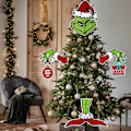 Miniatyrbilde 2 av 5: Grinch Julepynt, Topp til Juletreet, Juledekorasjoner, Innendørs Hjemmepynt, Julefestutstyr