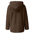 Miniatyrbillede 3 af 4: Dame Plysjakke med Hætte Fluffy Fleece Hættetrøje Top Vinter Varmt Casual Kaffe Farve M Coffee M