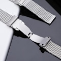 Miniatyrbild 4 av 5: Mesh Armbands Snabbkoppling Armbands Milanese Rostfritt Stål Mesh Armband för Ersättning, En Storlek Klockspänne Passar Apple Watch Silver 22mm