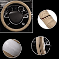 Miniatyrbild 5 av 6: Färg Piping Läder Universal Rattmuff, Passar 14,5-15 Tum Olika Fordon SUV, Bilar (Beige) Beige