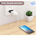 Miniatyrbillede 3 af 6: iPhone Oplader - Hurtig Oplader Hoved + Kabel 20W USB-C + EU til US Adapter, Hvid 2-pak (med Oplader Opbevaringspose)