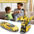 Miniatyrbild 2 av 7: Transformerande robot RC-bil 2.4Ghz Transformerande polisbil leksak En-klicks transformation Yellow