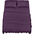 Miniatyrbild 1 av 5: Sängkläder set 4 delar 150x200 - Borstad mikrofiberpolyester - Lakan, påslakan och 2 örngott purple