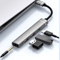 Pikkukuva 11 / 11: Type-C -telakointiasema 3,5 mm:n liittimeen USB2.0 TypeC HUB 4-in-1 -jakaja USB C -sovitin UDisk-näppäimistölle Harmaa 0,03