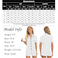 Miniatyrbild 4 av 4: Dam Pyjamas Set Kortärmad Nattkläder Dam Knapp Ned Nattkläder PJ Set med Ficka L White
