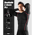 Miniatyrbillede 4 af 7: Pakke af Langærmede Løbetoppe til Mænd, Base Layer Kompressions Top T-Shirts, Hurtigtørrende Fugttransporterende Gym Atletisk Træning Workout Tee Shirts XL Black+gray
