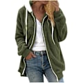 Miniatyrbillede 1 af 7: Hættejakke til kvinder Teddy Fleece Frakke Overgangsjakke med hætte med lommer lynlås efterår vinter plysjakke fleecejakke vinter 4XL C Green