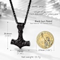 Miniatyrbillede 6 af 7: Thor Mjolnir Hammer Vedhæng Charm, Nordisk Viking Økse med Pigkæde, Rustfrit Stål 02. Negro
