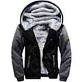 Miniatyrbillede 1 af 6: Herre Pullover Termisk Sherpa Foret Jakker Vinter Træning Fleece Hoodie Lynlås Uld Varme Tykke Frakker Ydertøj 02black S