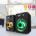 Miniatyrbillede 2 af 5: USB-kablede computerhøjttalere, LED stereo subwoofer PC
