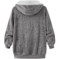 Miniatyrbillede 6 af 7: Hættejakke til kvinder Teddy Fleece Frakke Overgangsjakke med hætte med lommer lynlås efterår vinter plysjakke Fleecejakke vinter 4XL B Grey