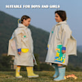 Miniatyrbillede 5 af 7: Børns Regnfrakker Regn Poncho Piger Drenge Regnjakke Vandtæt Poncho Toddler Tegneserie Regn Tøj Genanvendelig med Bærbar Taske S-4XL Størrelse Beige M / 3-4 Years