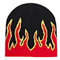 Miniatyrbild 1 av 3: Tjock Varm Öronmuff Beanie Hatt Män Vinter Flamma Tryck Cykling Stickad Hatt Kläder Tillbehör Röd red