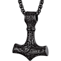 Miniatyrbilde 1 av 7: Thor Mjolnir Hammer anhengscharm, nordisk vikingøks med piggkjede, rustfritt stål 02. Negro