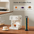 Miniatyrbilde 5 av 6: Kaffe Kapselholder Kompatibel Kaffeepadhalter Klassisk 40 stk Roterende Design Rustfritt Stål, Kaffe Oppbevaringsstativ for Kapselholder Kapsel