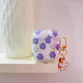Miniatyrbilde 2 av 7: Etui for AirPods 2. / 1. generasjon med nøkkelring, Søtt klart glitter blomsterbeskyttelsesetui, Myk transparent TPU for AirPods 2/1 etui