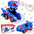 Pikkukuva 1 / 5: Muodonmuuttuva dinosauruslelu, muodonmuuttuva dinosaurusauto, automaattisesti muodonmuuttuva dinosaurusauto musiikilla ja LED-valoilla, muodonmuuttuva autolelu sininen Blue