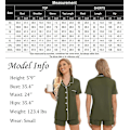 Miniatyrbild 6 av 6: Dam Pyjamas Set Kortärmad Nattkläder Dam Knapp Ned Nattkläder PJ Set med Ficka S Army Green
