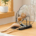 Miniatyrbild 2 av 8: Pan Pot Lockhållare Stativ Skärbräda Rack Skedstöd Hackbräda Organizer Stativ med Droppbricka (Svart)