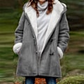 Miniatyrbillede 2 af 5: Damer Vinterjakker Udsalg Plus Størrelse Dame Fleeceforet Jakke Hoodies Lomme Uld Casual Hættetrøjer Horn Knapper Casual Varmt Jakke Trench M 02 Grey