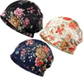 3-pack blommig spetsmössa, kemobeanie för kvinnor